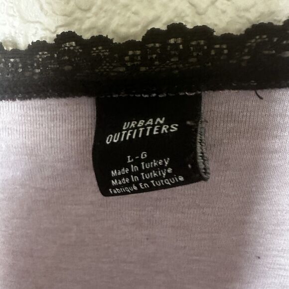 Urban Outfitters Y2k Mini Shirt Bow Lace Brown Pink Large Lace Cropped - Picture 3 of 5